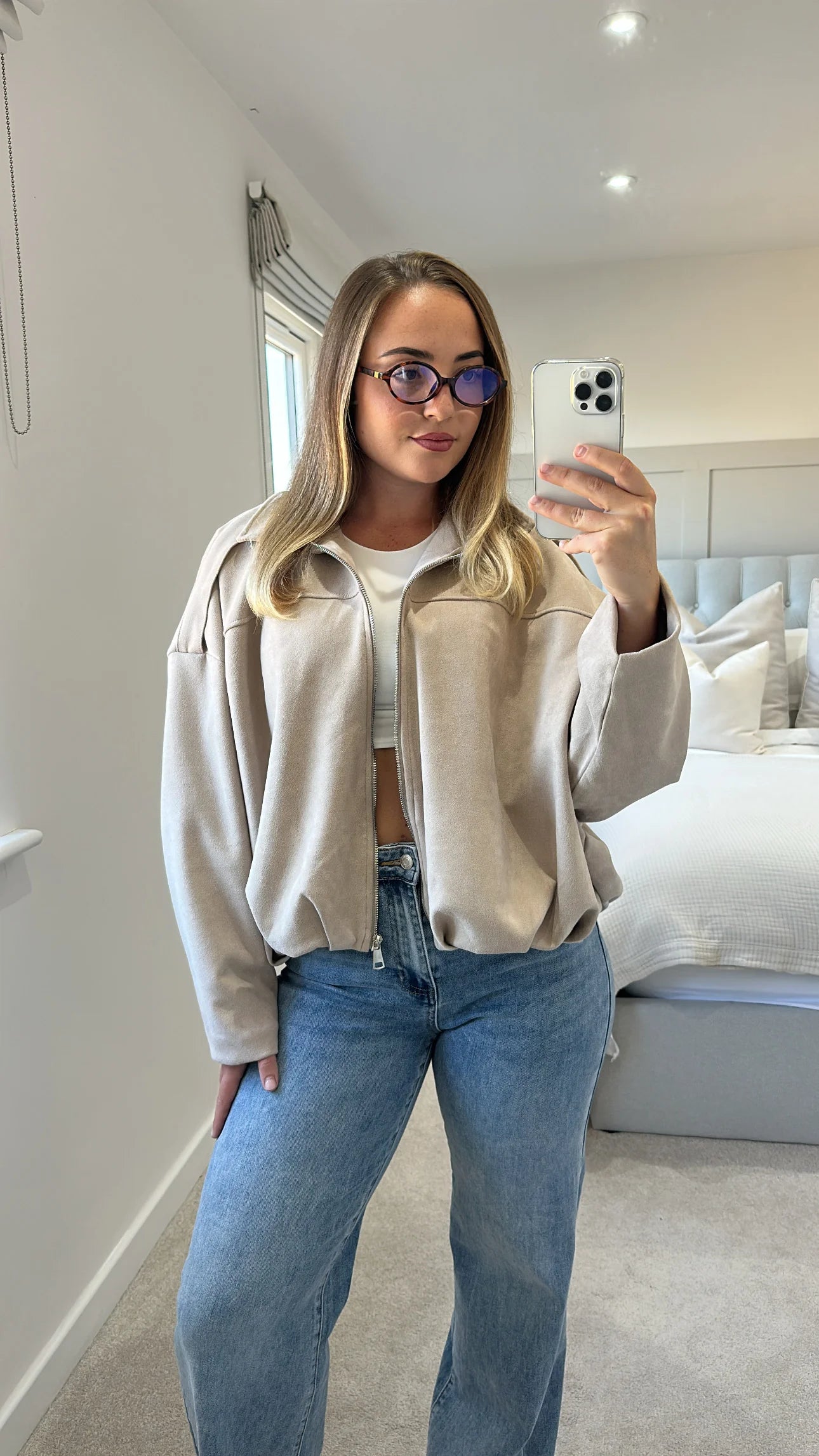 Suede bomber jacket