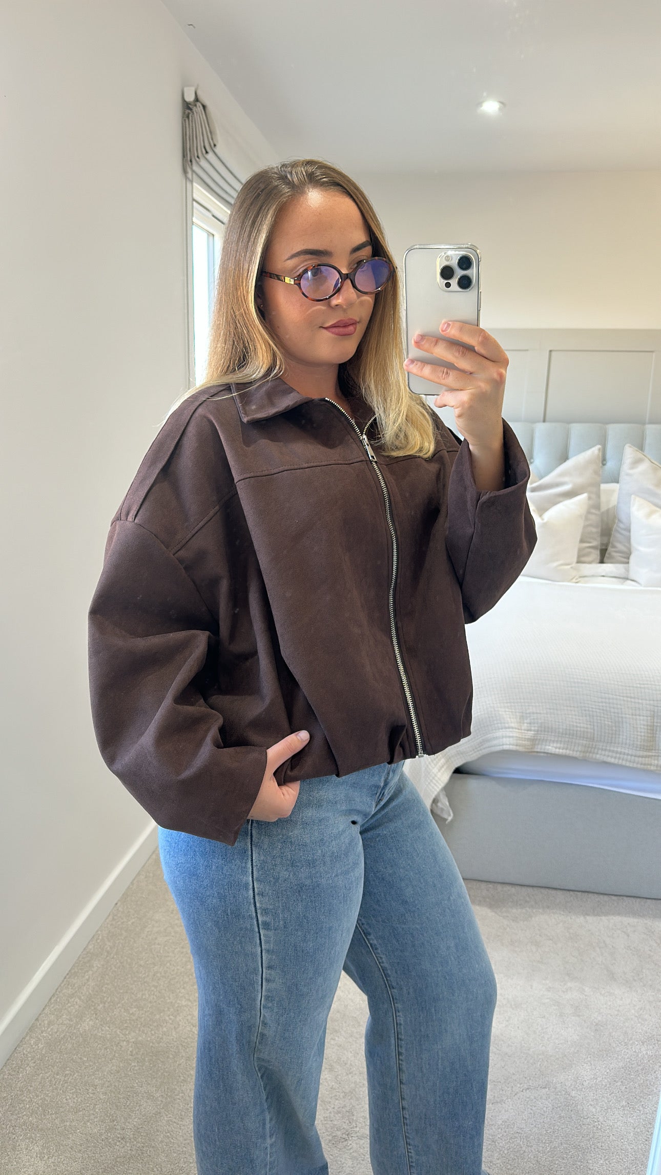 Suede bomber jacket