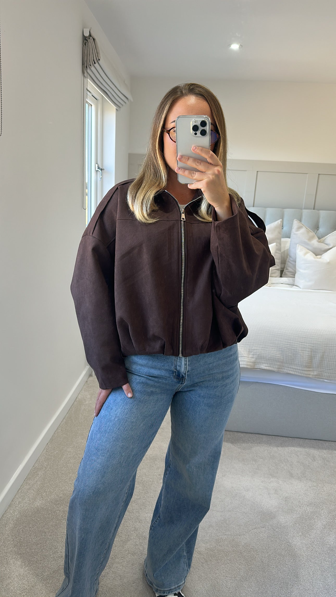 Suede bomber jacket